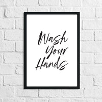 Wash Your Hands Script Bathroom Wall Decor Print