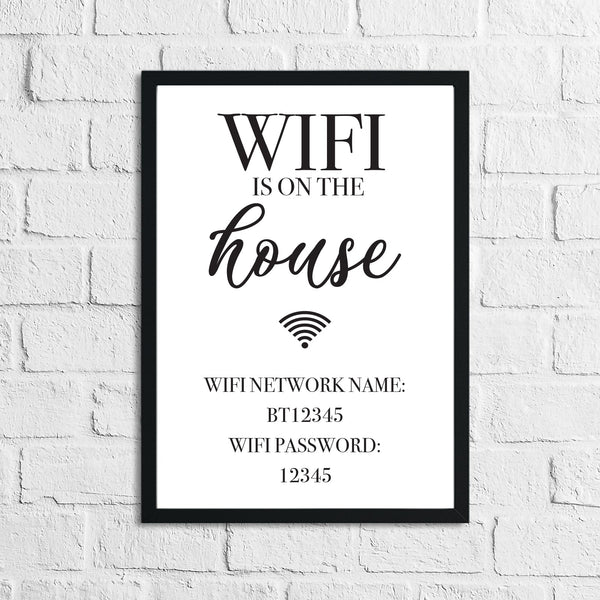 Personalised Wifi Is On The House Simple Home Wall Decor Print