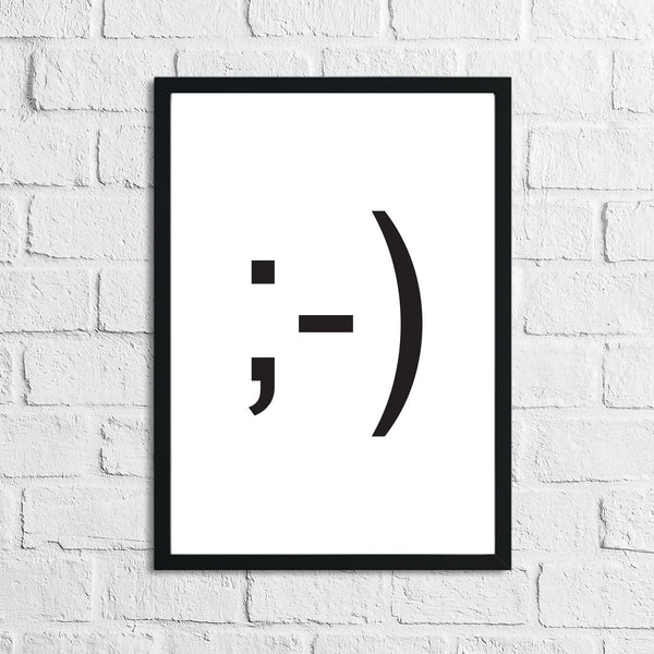 Winky Face Humorous Funny Bathroom Wall Decor Print